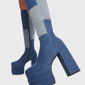 Lamoda " PRECISELY PRETTY GIRL PATCHWORK " Platform Knee High Boots (BRAND NEW!)